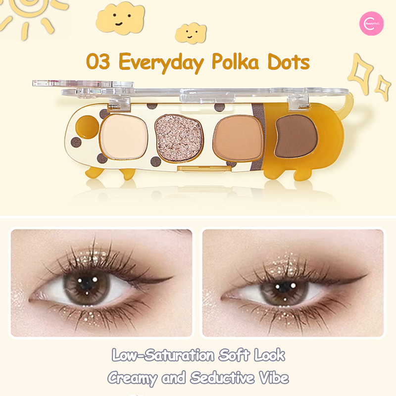 SANFU MYY Little Pup Diary Quad Eyeshadow Palette - 4 Matte & Shimmer Eyeshadow Colors, Vegan & Cruelty-Free - Perfect for Everyday Makeup, Party & Special Occasions