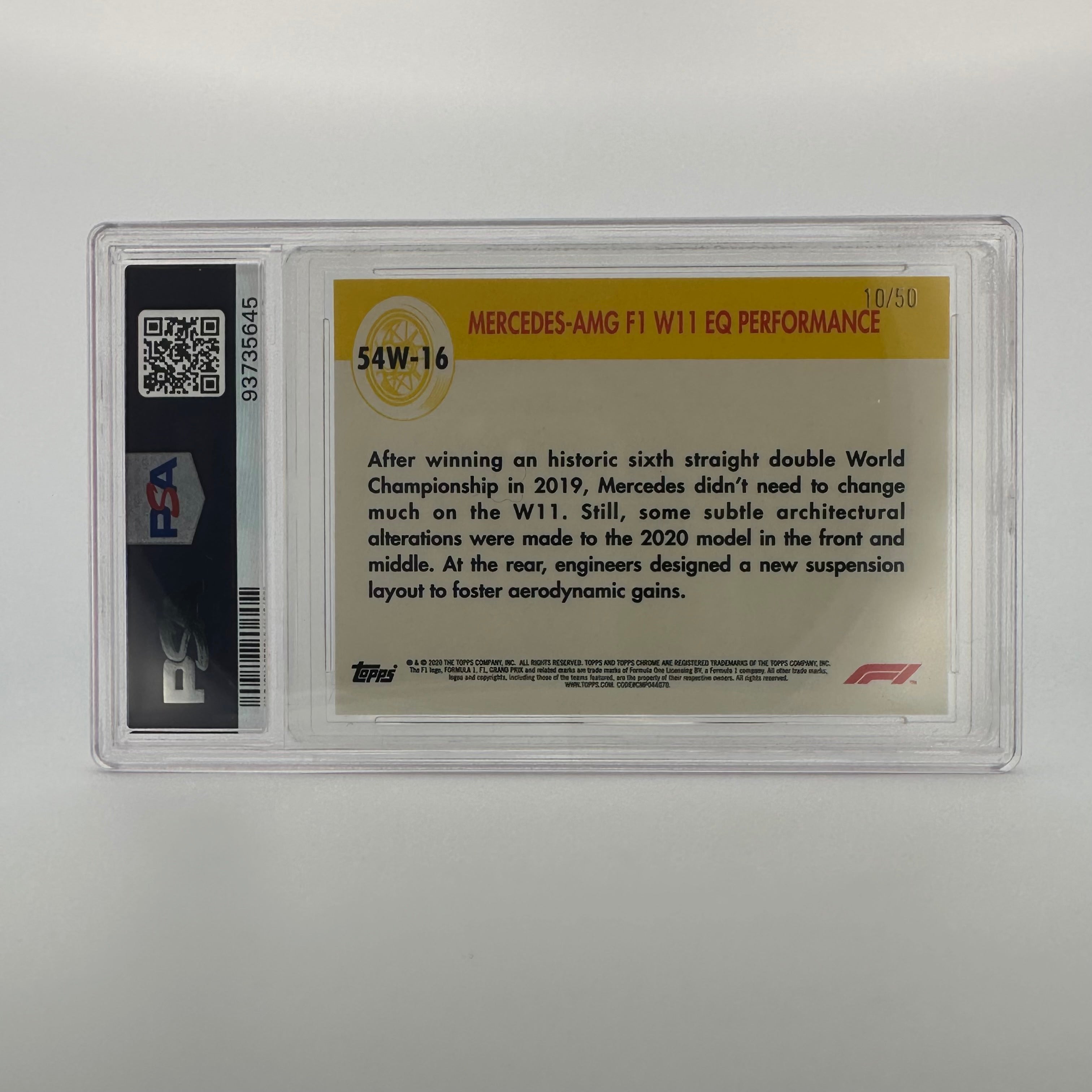 2020 Topps Chrome F1 PSA 8 Mercedes AMG #54W 16/50 Gold Parallel - Rare Trading Card for Collectors, Sports Memorabilia & F1 Racing Fans