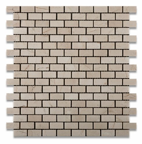 Premium Crema Marfil Marble Tumbled Mosaic Tile - Natural Stone Wall & Floor Tile for Bathroom, Kitchen Backsplash - 5 sq. ft. Box (12