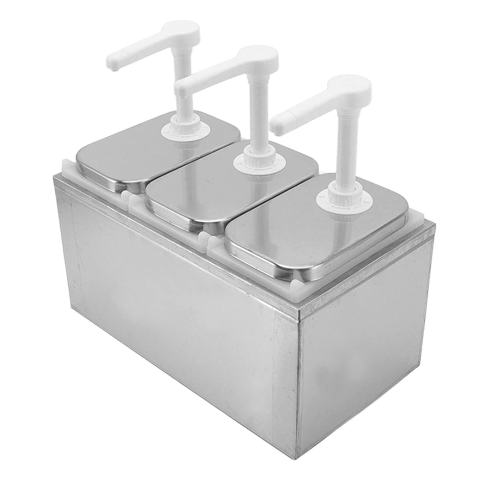 TOPINCN Stainless Steel Condiment Pump Station - 35ml Sauce Dispenser & Squeeze Pump for Ketchup, Mustard, Mayo (2L Triple Pump) - Perfect for Restaurants, Cafes, and Home Kitchens