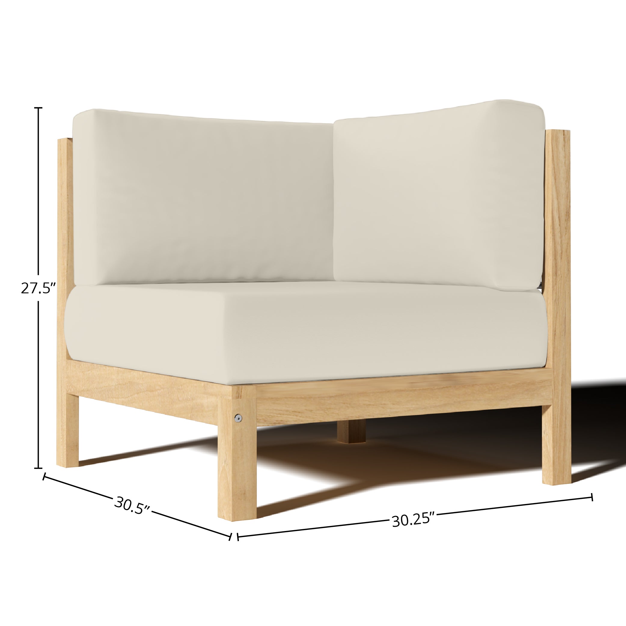 Premium Teak Outdoor Sectional Corner Sofa with Sunbrella Fabric Cushions - Waterproof & UV Resistant Patio Furniture for Backyard, Poolside & Garden Relaxation