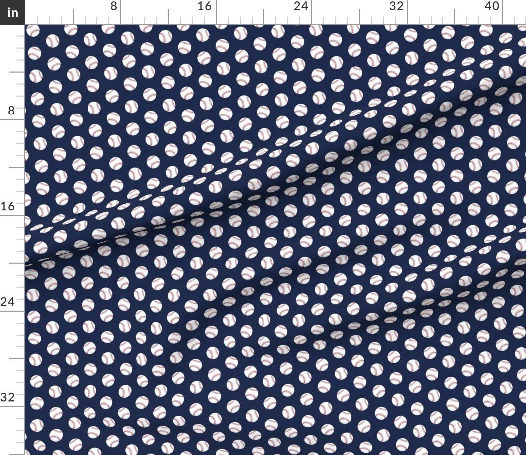 Baseball Themed Dark Blue Navy Printed Petal Signature Cotton Fabric by Spoonflower - Fat Quarter for Sewing, Quilting, Apparel & Home Decor | Perfect for Sports-Themed Crafts, DIY Projects & Spring Collections