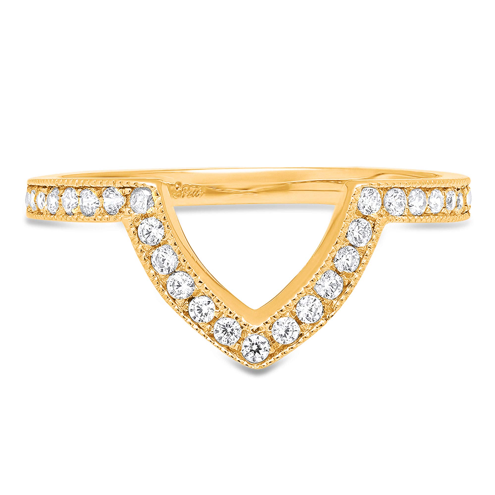 0.25 Carat VS1-VS2 I-J Natural Diamond 18K Yellow Gold Stackable Wedding Band - Elegant Engagement Ring, Promise Ring & Anniversary Jewelry for Women
