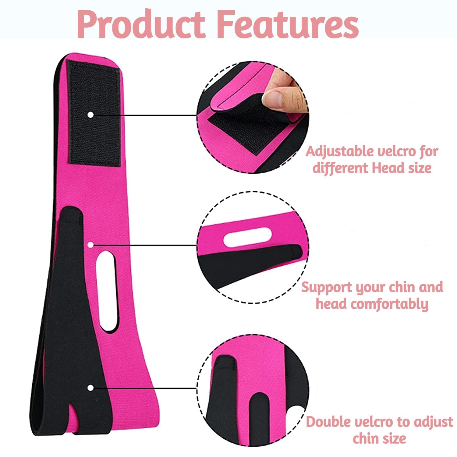 Careopeta Face Lifting Mask & Slimming Belt - Double Chin Reducer for Women & Men | Chin Shaper & Jawline Contouring Tool | V-Line Face Slimming Mask (Pink) | Perfect for Home Spa, Self-Care & Beauty Routine