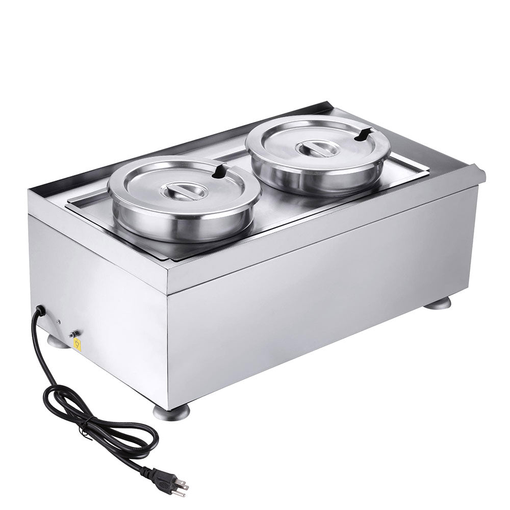 TheLAShop 14 Quart Commercial Food Warmer - Dual Pot Buffet Soup Warmer with Drain Spout - Perfect for Catering, Restaurants, and Buffet Service