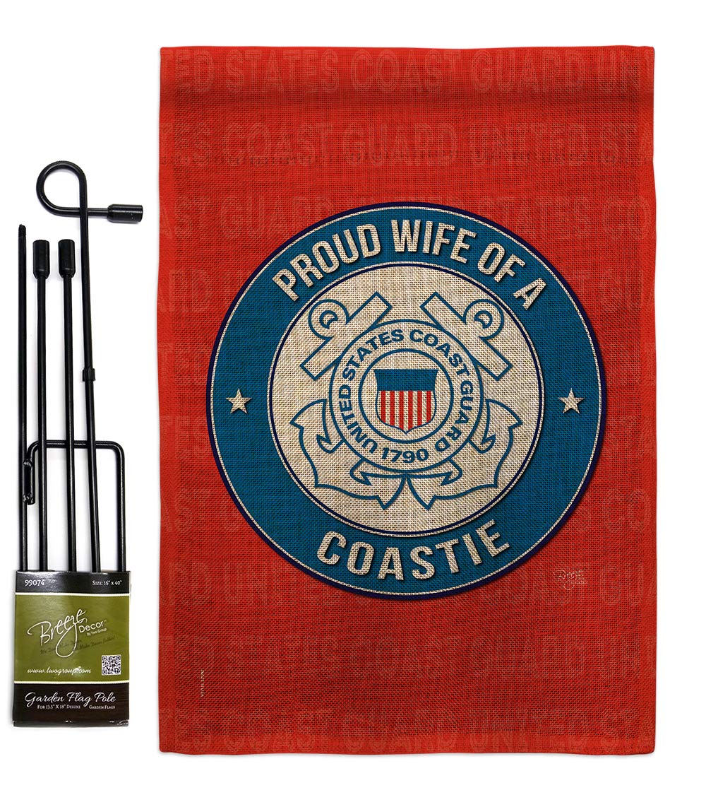 USCG Garden Flag Set - Double-Sided 13x18.5 - Military Yard Decor for Veterans