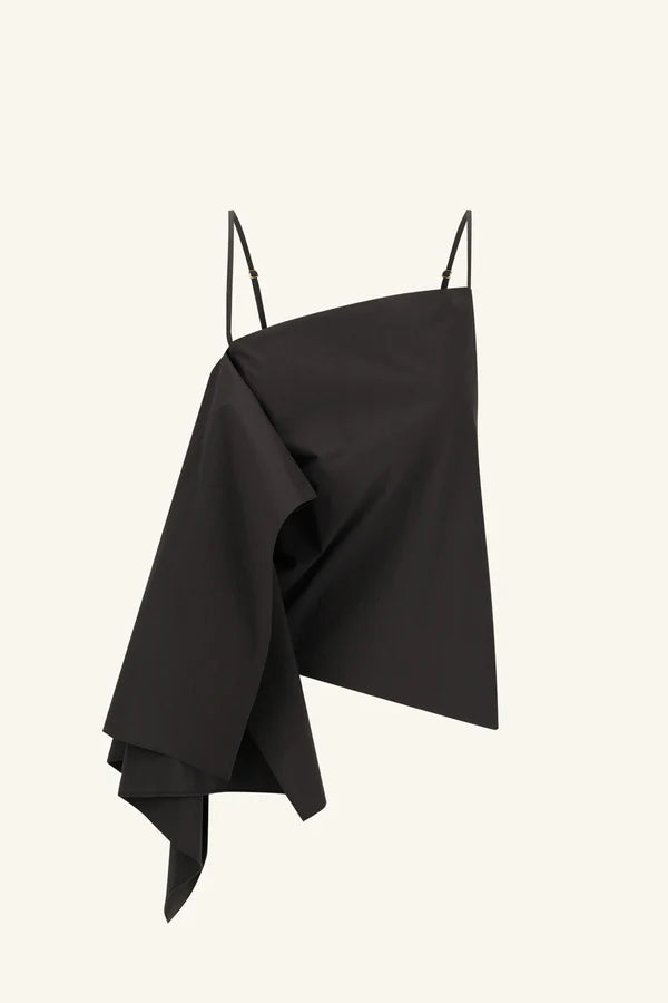 Campbell Sculptural Cami Top - Women's Black Stretchy Sleeveless Shirt for Casual Wear & Layering