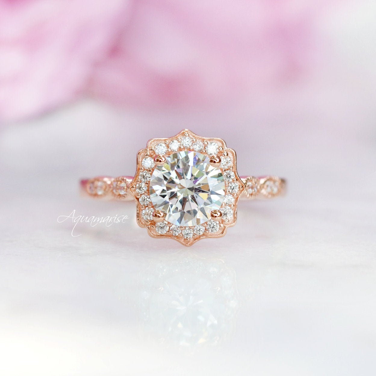 Lab Grown Diamond Engagement Ring 14K Solid Rose Gold - IGI Certified for Women, Bridal Jewelry, Wedding Proposal, Anniversary Gift, Valentine's Day Present