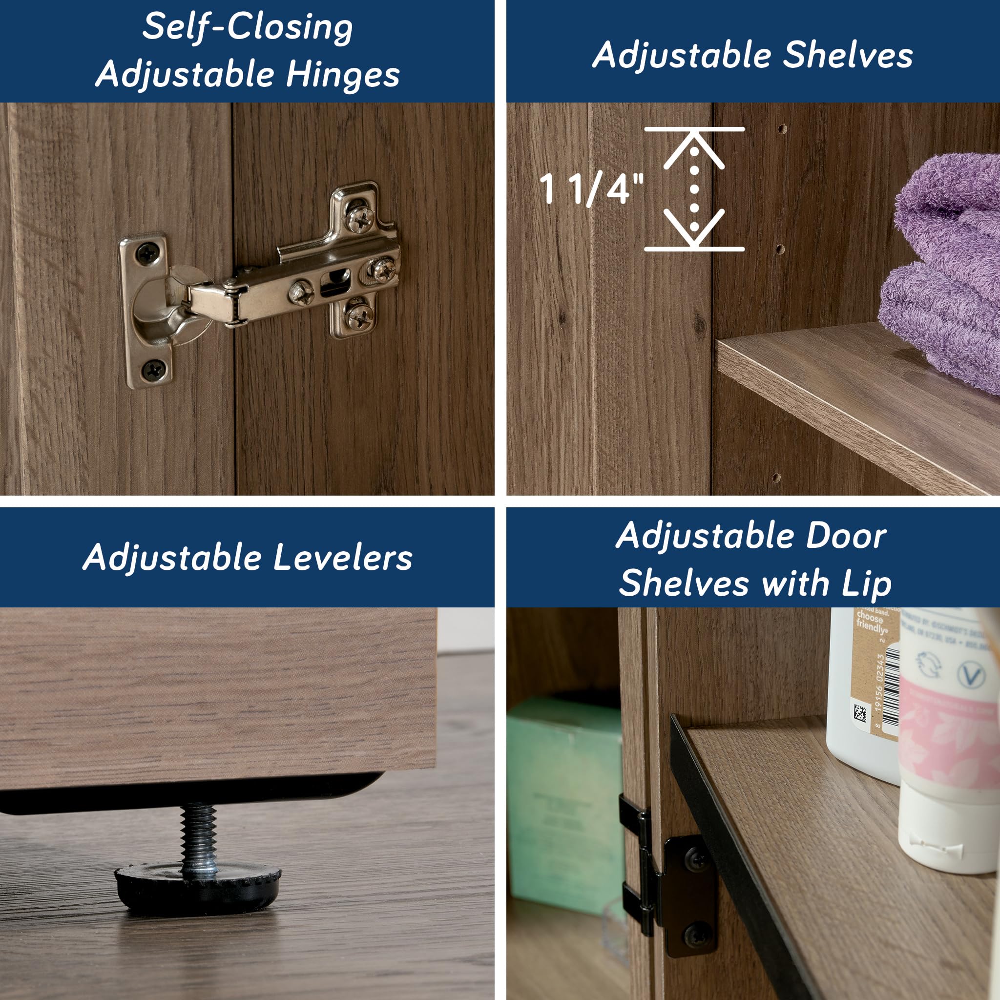 Sauder HomePlus Storage Cabinet - Pantry Organizer with Salt Oak Finish for Kitchen, Bathroom & Living Room Storage
