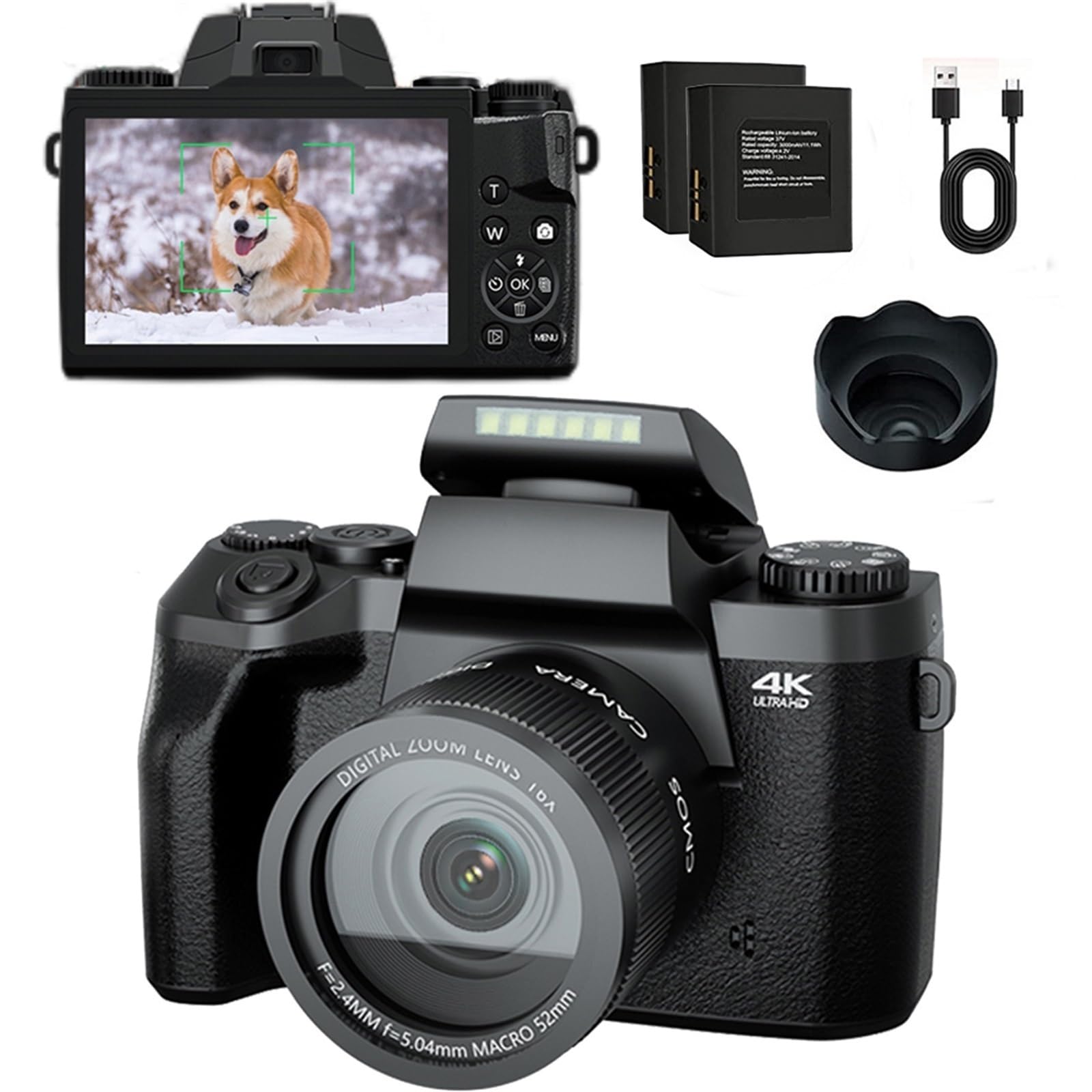 **MZZYG 64MP Digital SLR Camera with Auto Focus - 4K Vlogging Camcorder & Webcam, 4