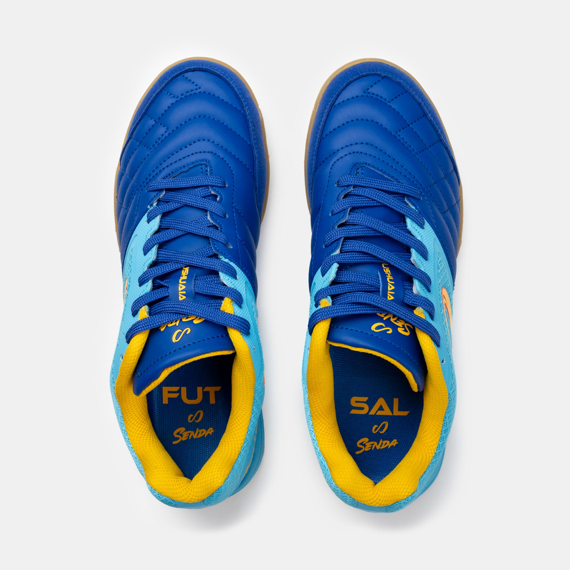 Senda Athletics USHUAIA Club 2.0 Futsal Soccer Shoes for Men & Women - Lightweight Indoor Football Cleats with Non-Marking Sole in Blue/Yellow - Perfect for Futsal, Indoor Soccer, and Court Sports