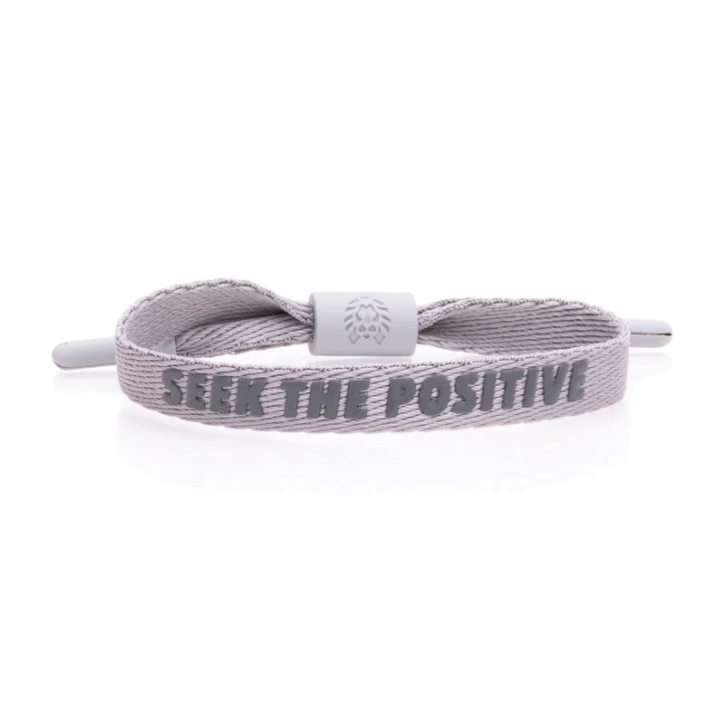 Rastaclat Seek The Positive Bracelet - Adjustable M/L Size in Grey - Motivational Wristband for Men & Women - Perfect for Workouts, Yoga, and Daily Inspiration