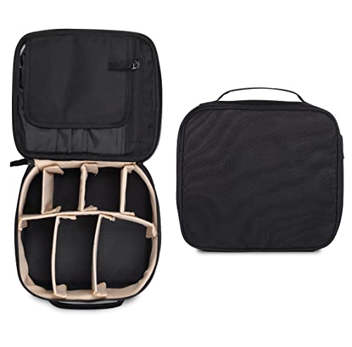 Wooum Professional Large Capacity Makeup Bag for Women - Travel Cosmetic Organizer with Adjustable Compartments, Vanity Pouch (Black) | Perfect for Travel, Daily Use & Makeup Storage