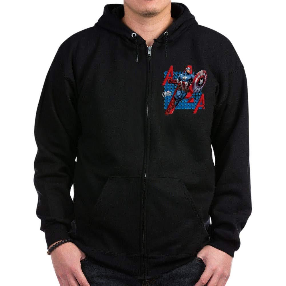 Captain America Zip Hoodie - Dark Blue Marvel Superhero Pullover for Men & Women | Perfect for Cosplay, Casual Wear & Gifts | CafePress Official Merchandise
