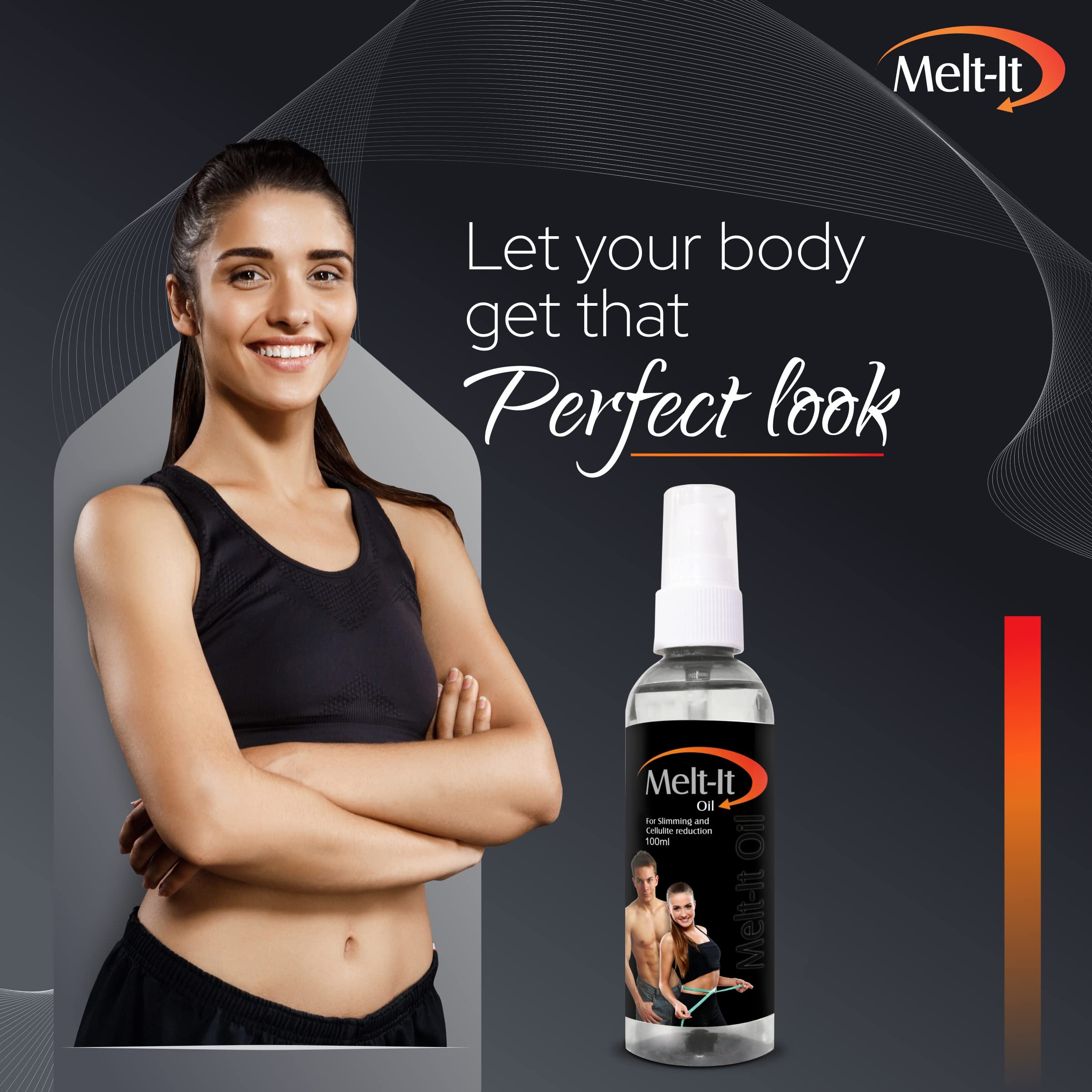 MELT-IT Anti-Cellulite & Slimming Oil for Body Contouring - 100ml Natural Formula for Thighs, Hips & Stomach - Perfect for Post-Workout Massage & Skin Tightening