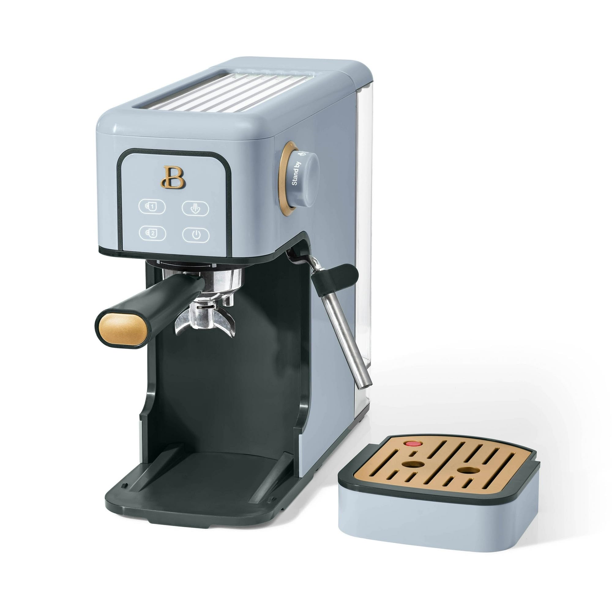Drew Barrymore 20 Bar Pressure Slim Espresso Maker - Compact & Stylish Coffee Machine for Home & Office (Cornflower Blue) | Perfect for Small Kitchens, Dorms, and Coffee Lovers