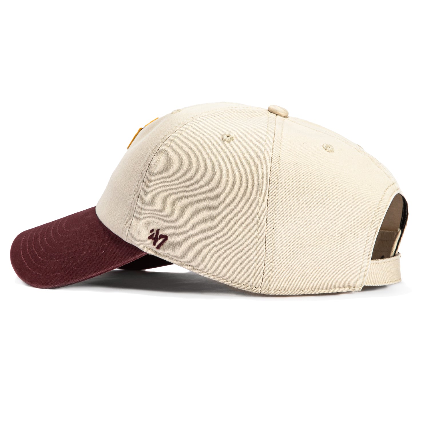 47 Brand Arizona State Sun Devils Grand Stand Adjustable Cleanup Hat - Khaki & Maroon College Baseball Cap for Men & Women - Perfect for Game Day, Tailgating, and Casual Wear