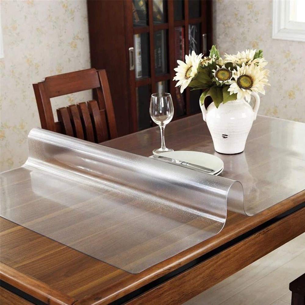 Leffora 35x35 Inch Frosted PVC Table Cover Protector - 1.5mm Thick Waterproof Transparent Mat for End Tables, Nightstands, Coffee Tables & Dining Tables | Perfect for Home, Office & Restaurant Use