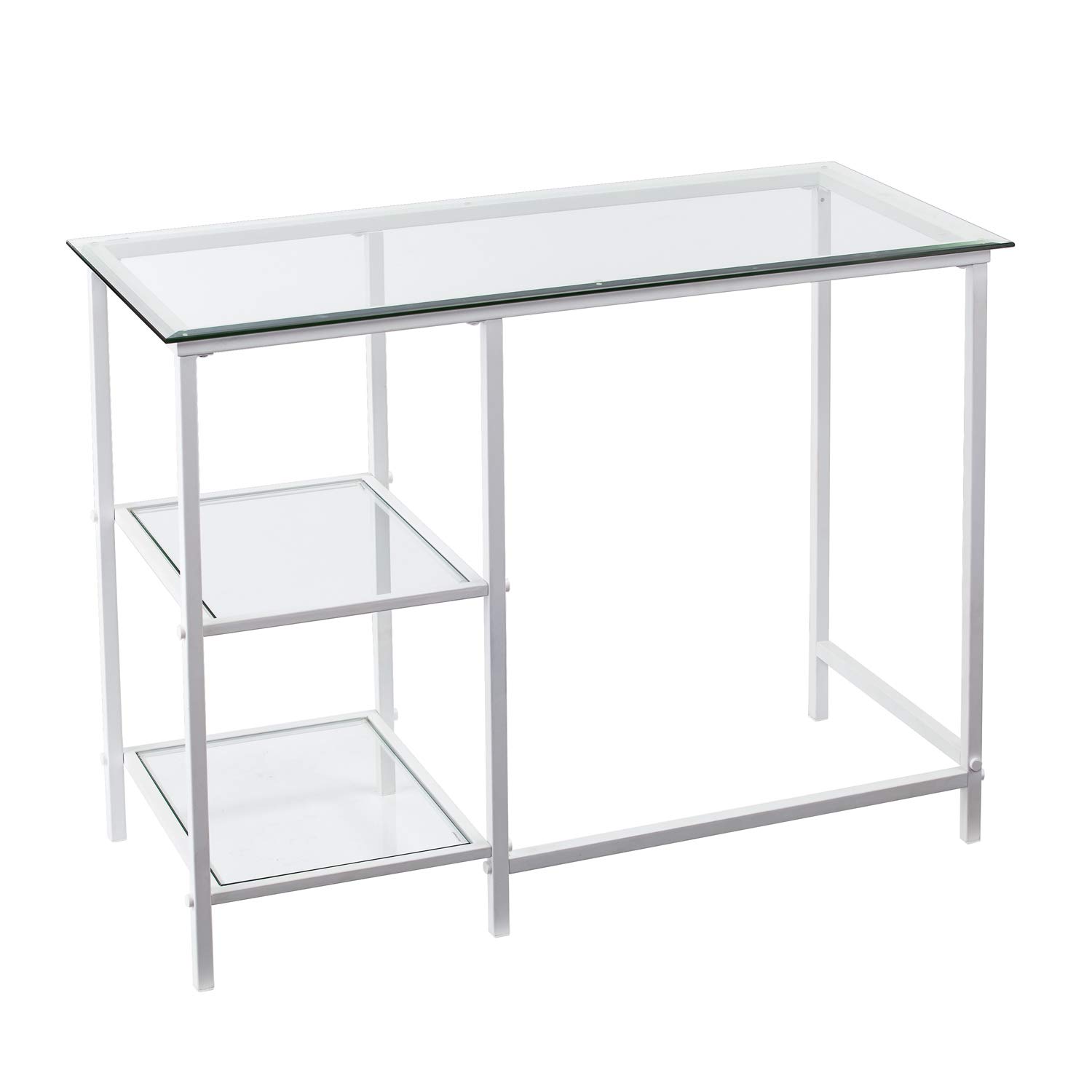 SEI Furniture Layton Metal and Glass Student Desk - White Study Desk for Home Office, Dorm Room, or Small Spaces