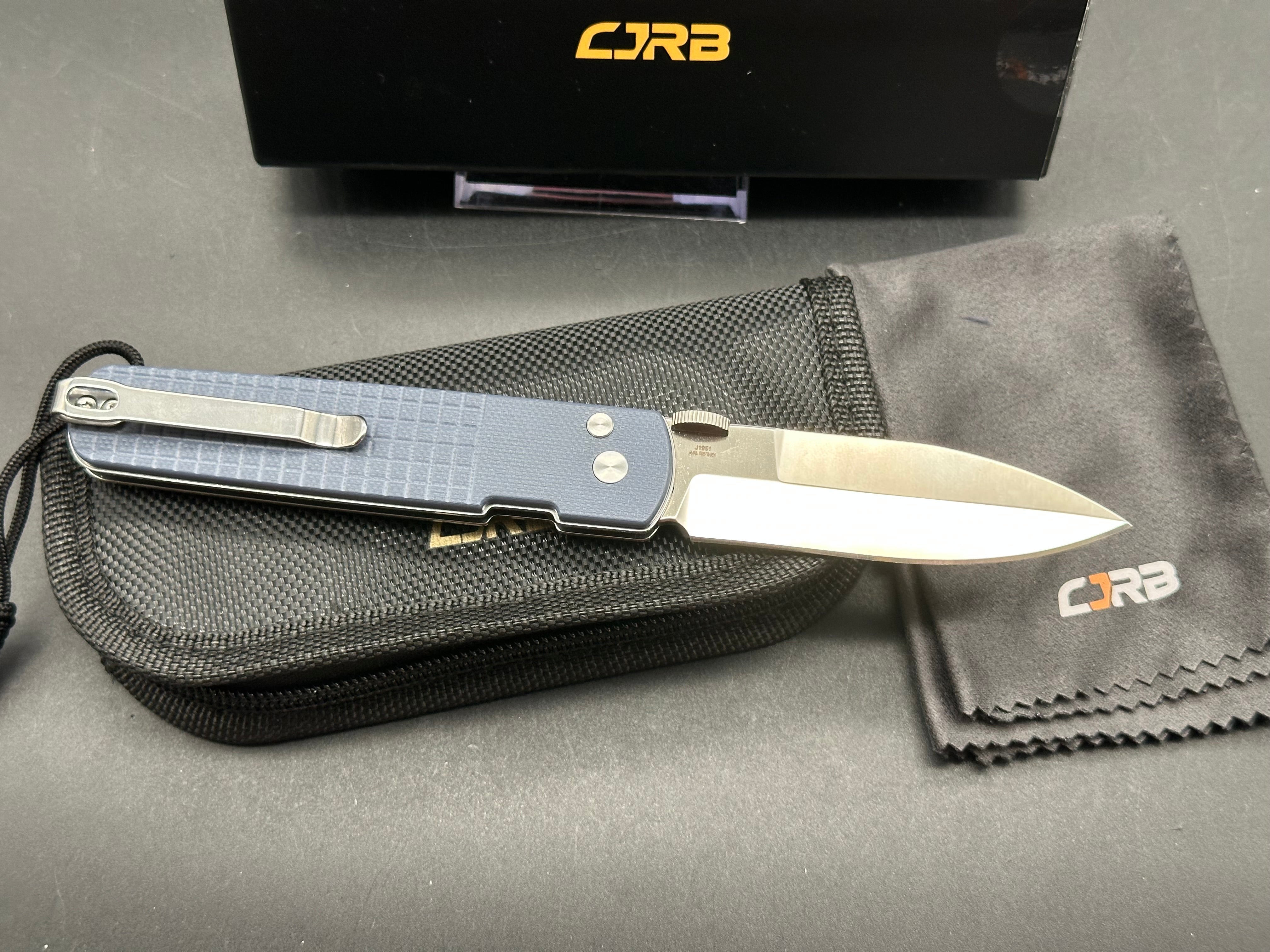 CJRB Locust Folding Knife - Blue G10 Handle, AR-RPM9 Steel, Spear Point Plain Edge - EDC, Camping, Outdoor Survival Tool