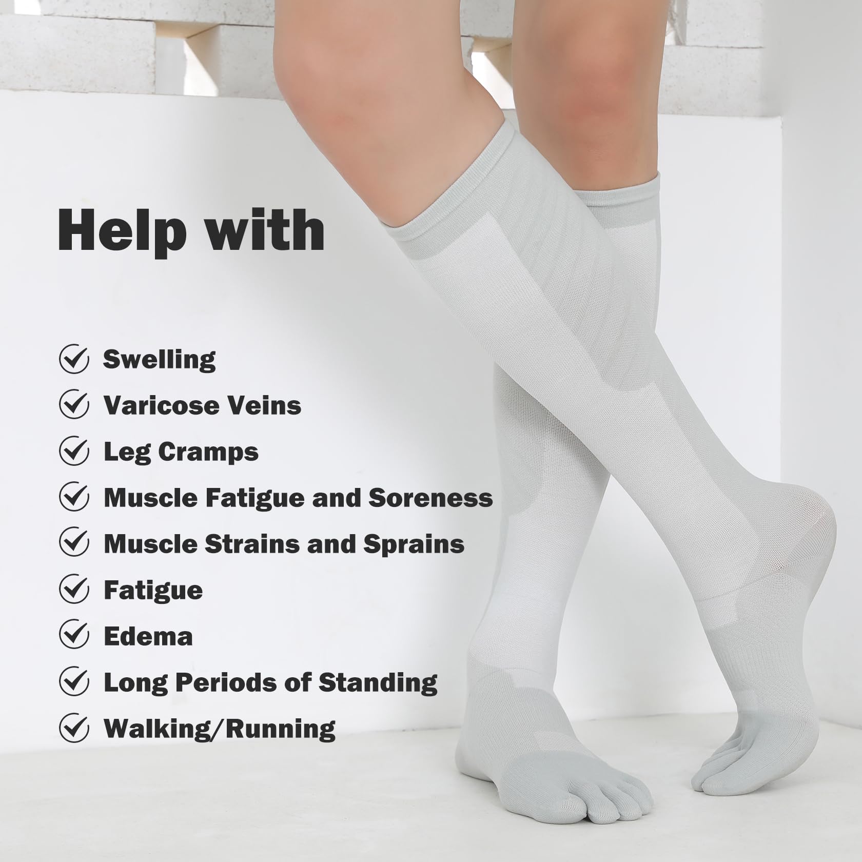 Compression Socks for Women & Men - Knee High Graduated Support Toe Socks - Ideal for Running, Nursing, Travel & Long Flights - Improve Circulation & Reduce Swelling