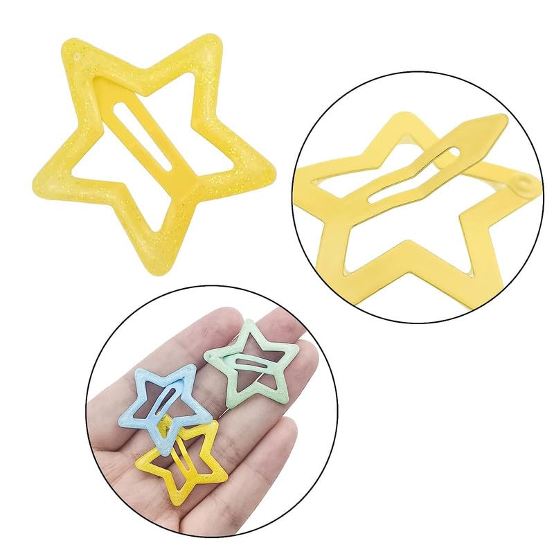 LYTIX 12pcs Non-Slip Star Snap Hair Clips for Toddlers - Colorful Cute Metal Hair Barrettes for Girls (Perfect for School, Parties & Everyday Use)