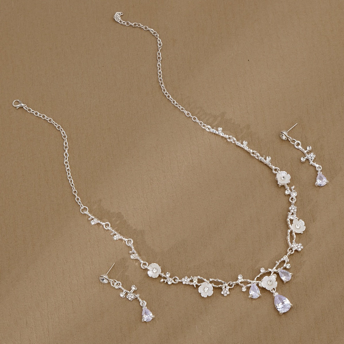 Elegant White Gold Plated Jewelry Set for Women - Necklace, Dangle Earrings & Bracelet with AAA Cubic Zirconia | Hypoallergenic Wedding & Party Jewelry for Bride, Bridesmaid | Perfect for Anniversary, Engagement & Formal Events
