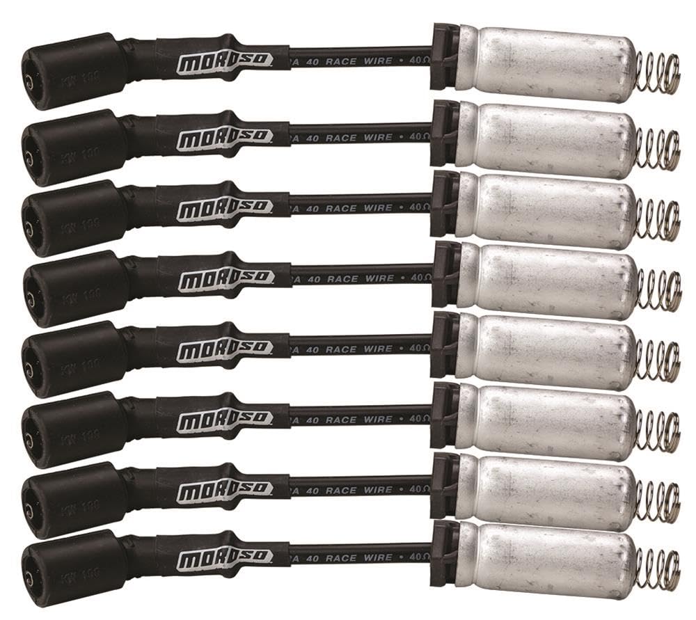 Moroso 73703 Black Ultra 40 Spark Plug Wire Set for GM LS 4.8L 5.3L 6.0L 6.2L Engines - 8 Inch High Performance Ignition Wires - Perfect for Chevy Silverado, GMC Sierra & LS Swaps