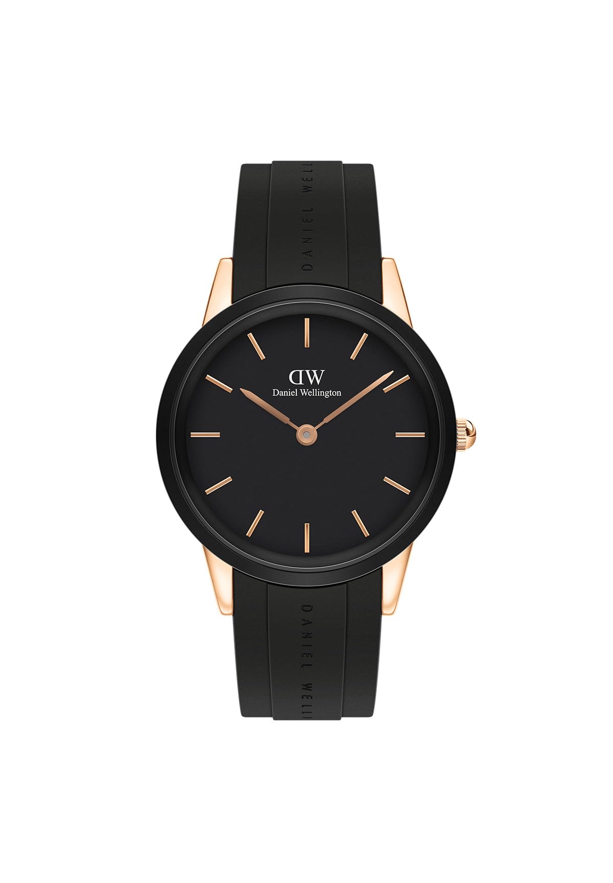 Daniel Wellington Iconic Rose Gold Rubber Strap Watch - Stylish & Waterproof for Everyday Wear, Work & Casual Outfits