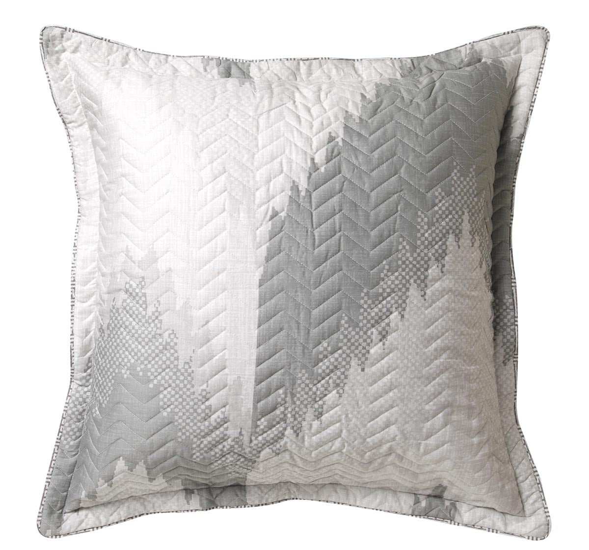 Flamestitch Silver European Pillowcase by Florence Broadhurst - Luxury Home Decor for Bedroom & Living Room - Elegant Decorative Throw Pillow Cover