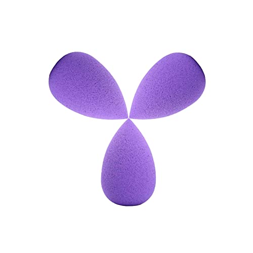 TRITON Professional Latex-Free 3-Piece Mini Beauty Makeup Blender Sponge Set - Wet & Dry Use for Foundation, Concealer, Powder & Cream Blending | Perfect for Travel & Everyday Makeup Application (Purple)