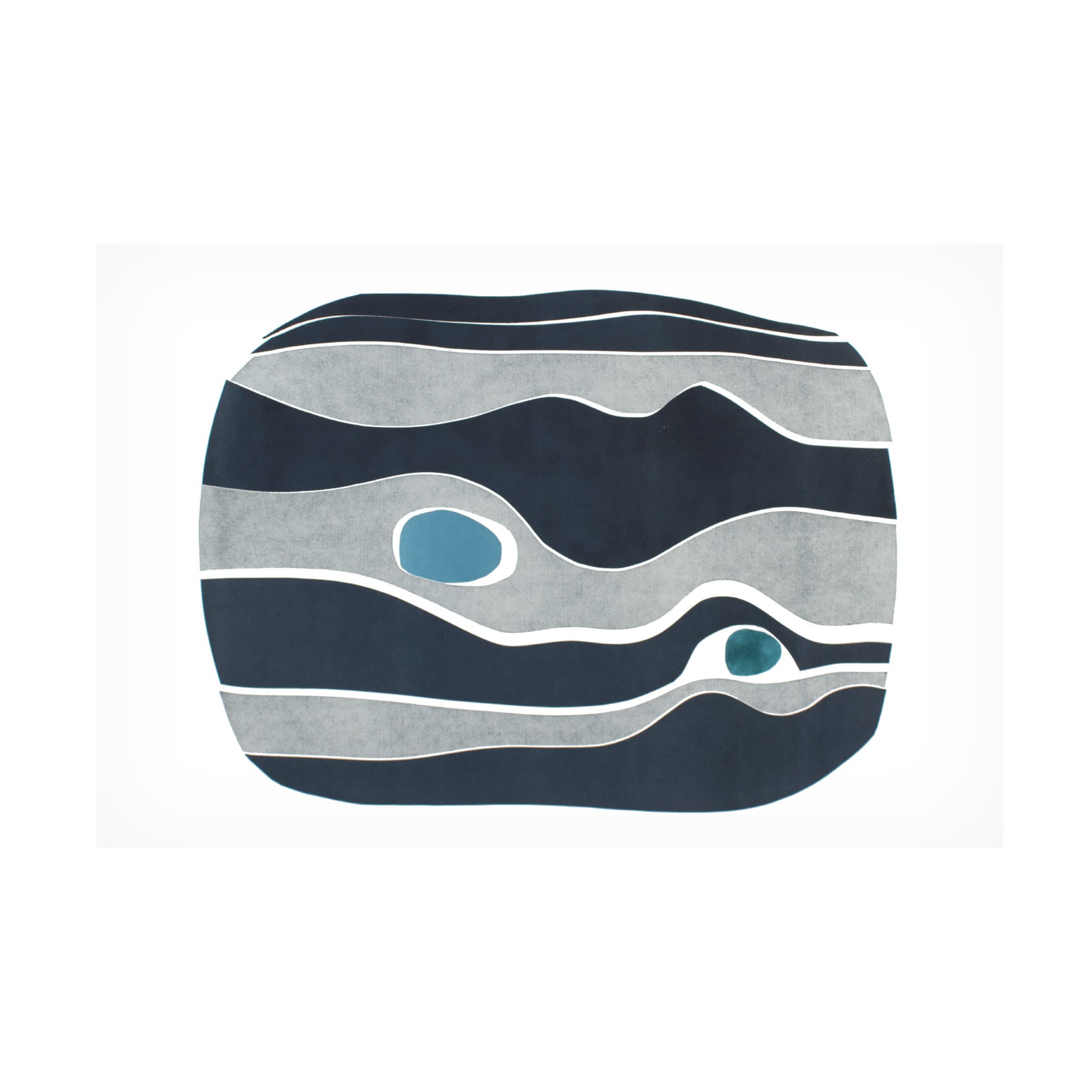 River Stones V Canvas Wall Art by Rob Delamater - Modern Abstract Landscape Painting for Living Room, Bedroom & Office Decor