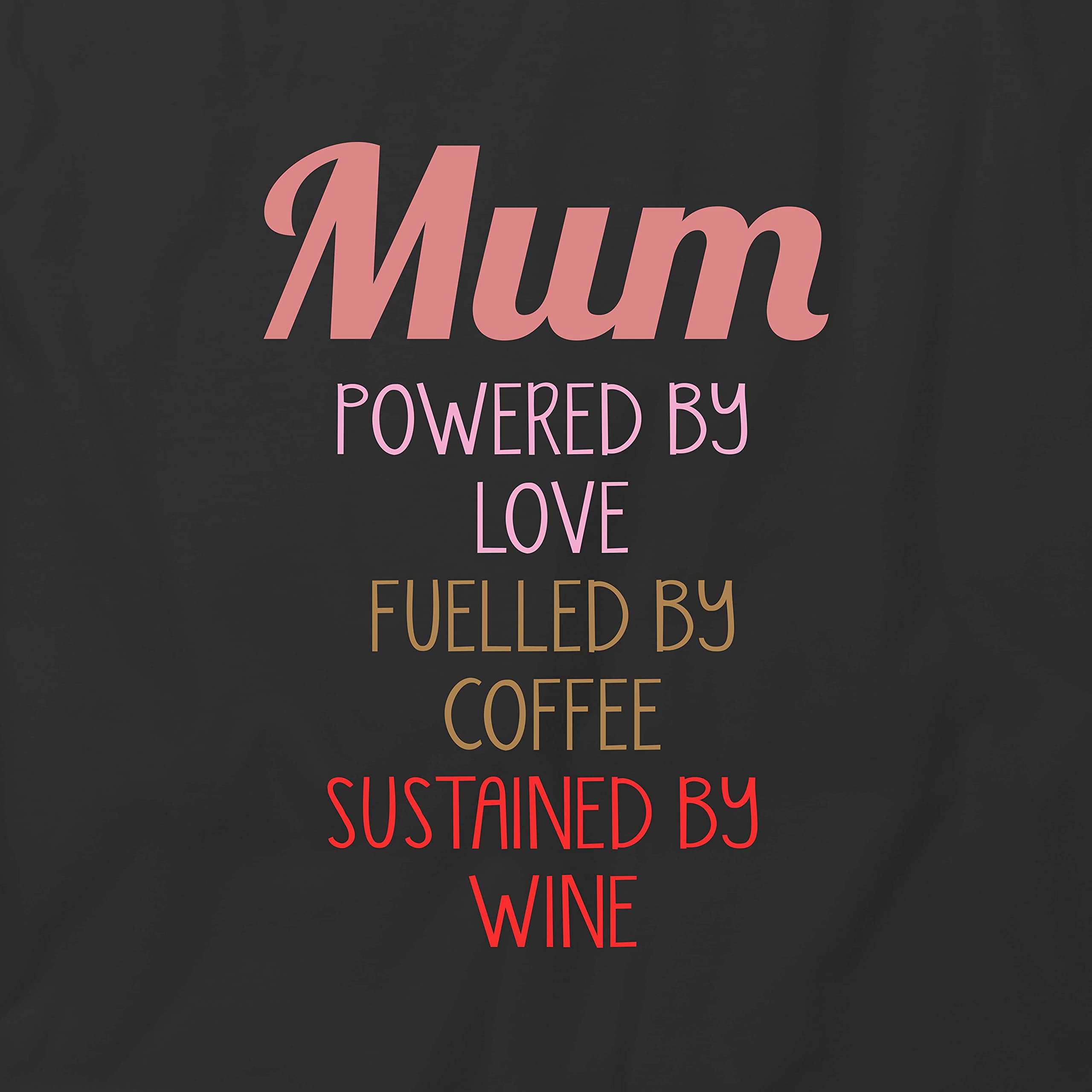 Black Graphic T-Shirt for Women - Mum Powered by Love Printed Tee | Casual Wear, Mother's Day Gift, Everyday Outfit