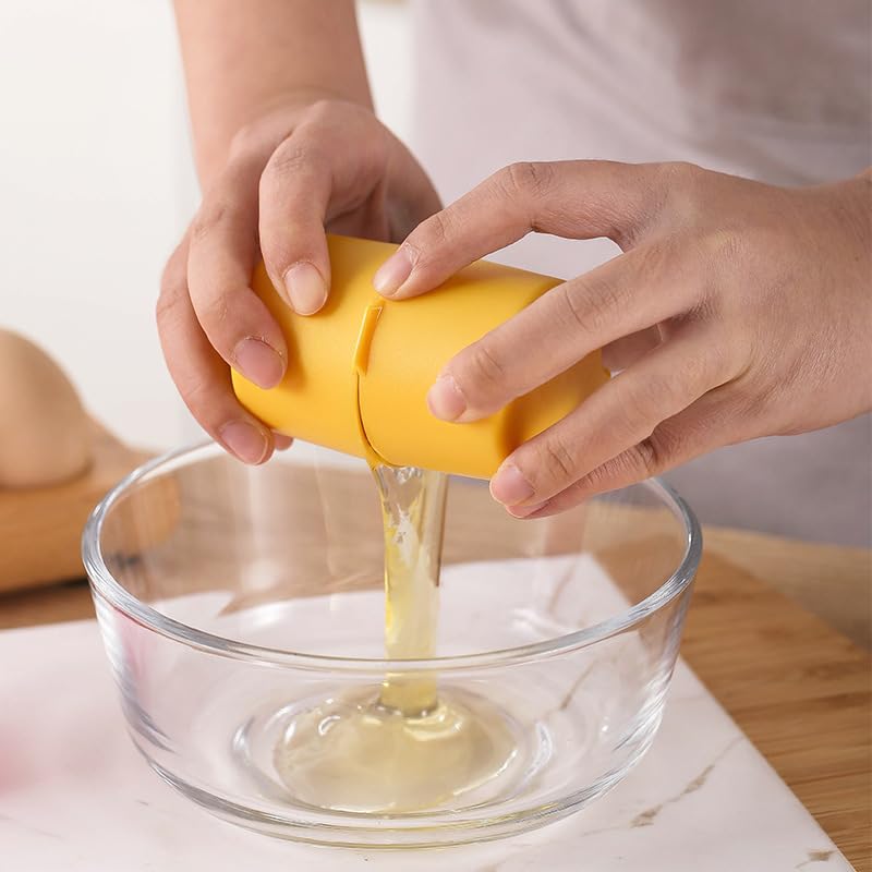 Egg Opener Separator - Quick Shell Removal Without Crumbs, Egg Beater for Baking & Cooking - Yellow Kitchen Tool for Perfect Omelets, Cakes & Pastries