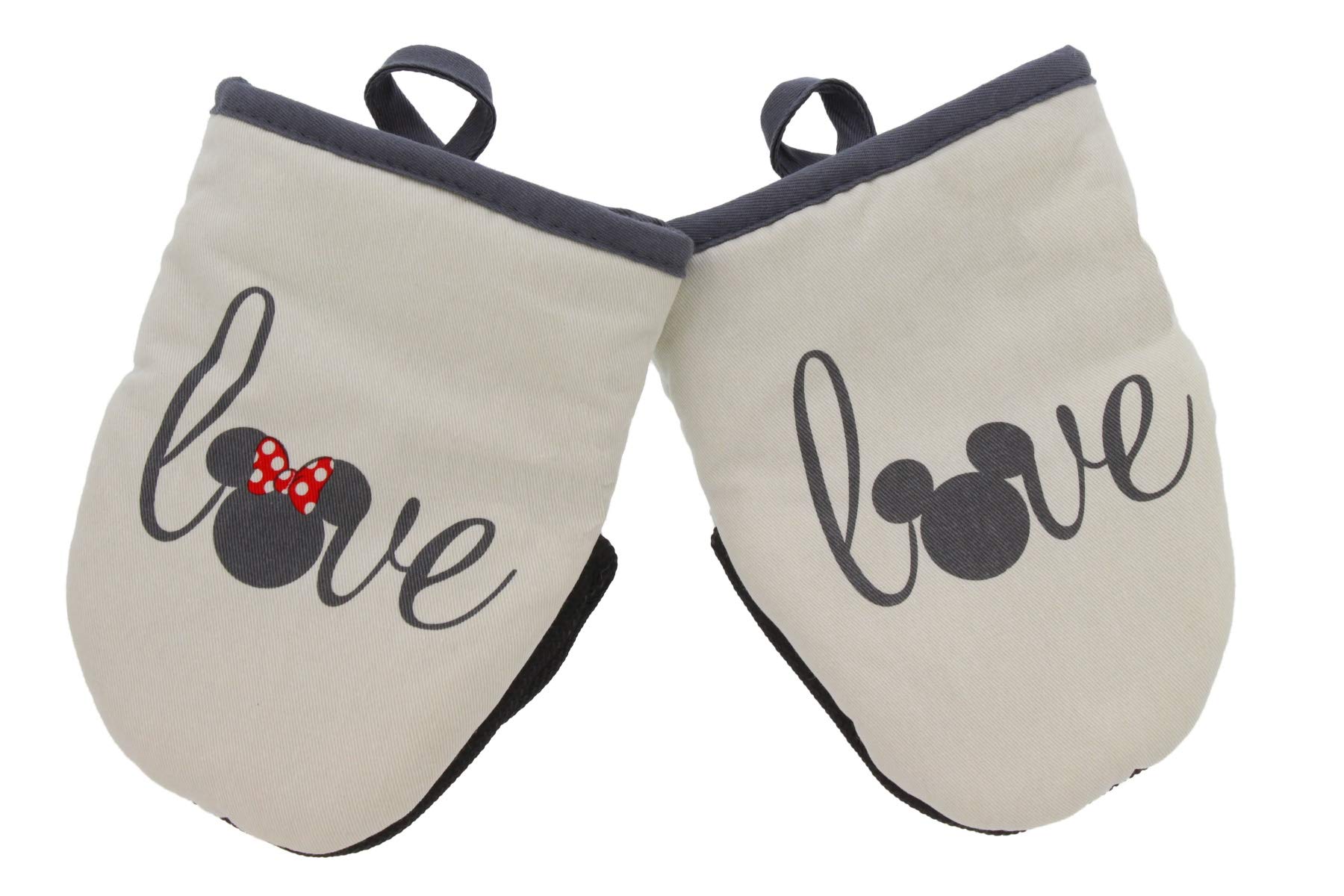 Disney Heat Resistant Mini Oven Mitts Set of 2 - Insulated Kitchen Gloves for Baking, Cooking & Grilling - Non-Slip Grip with Hanging Loop (5.5x7 Inches) - Mickey & Minnie Mouse Design - Perfect for Holiday Baking, Potlucks & Family Gatherings
