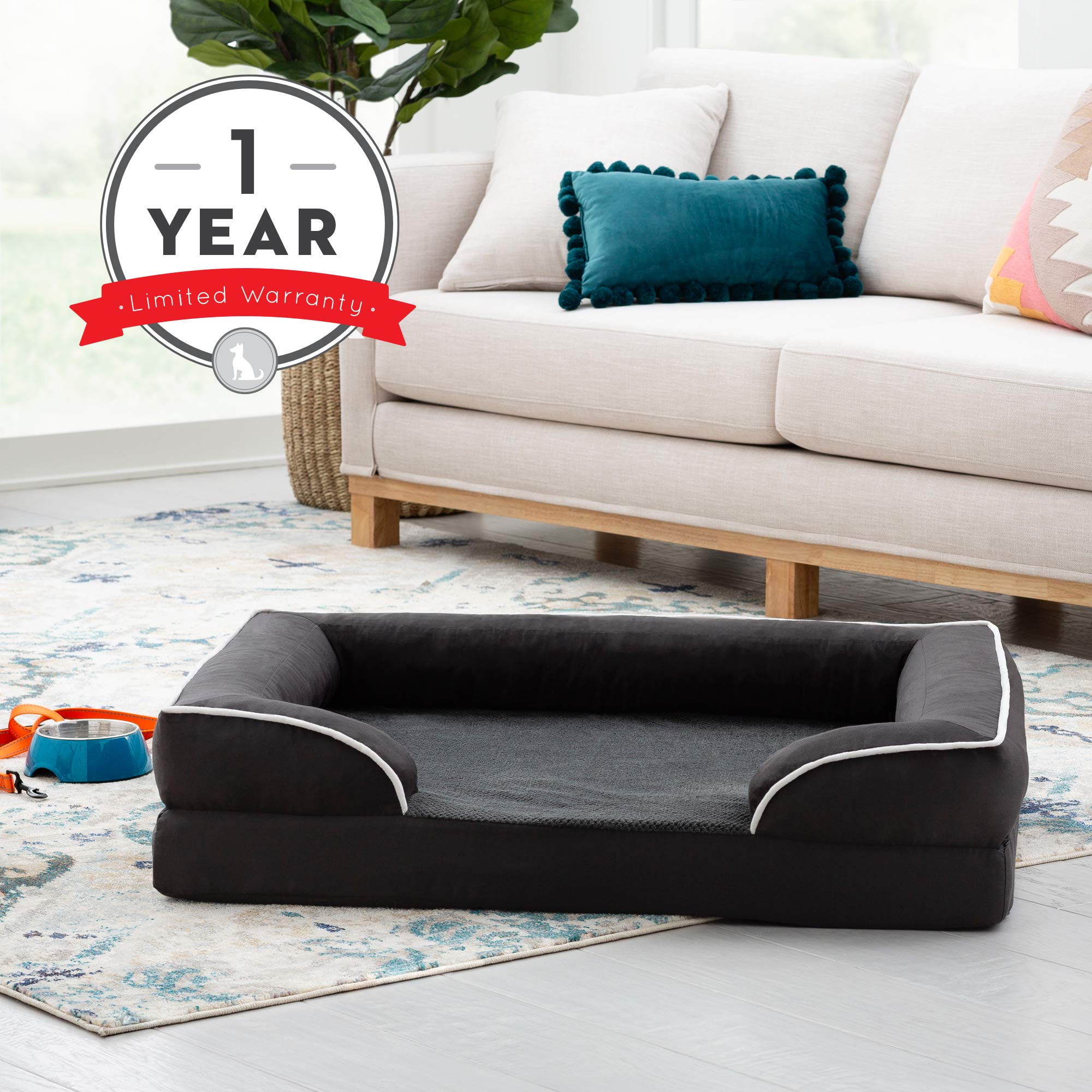 Brindle Orthopedic Dog Bed for Extra Large Dogs - Waterproof Memory Foam Pet Sofa with Removable Washable Cover, Non-Slip Bottom - Ideal for Elderly Dogs & Joint Pain Relief - Perfect for Living Room, Bedroom or Kennel