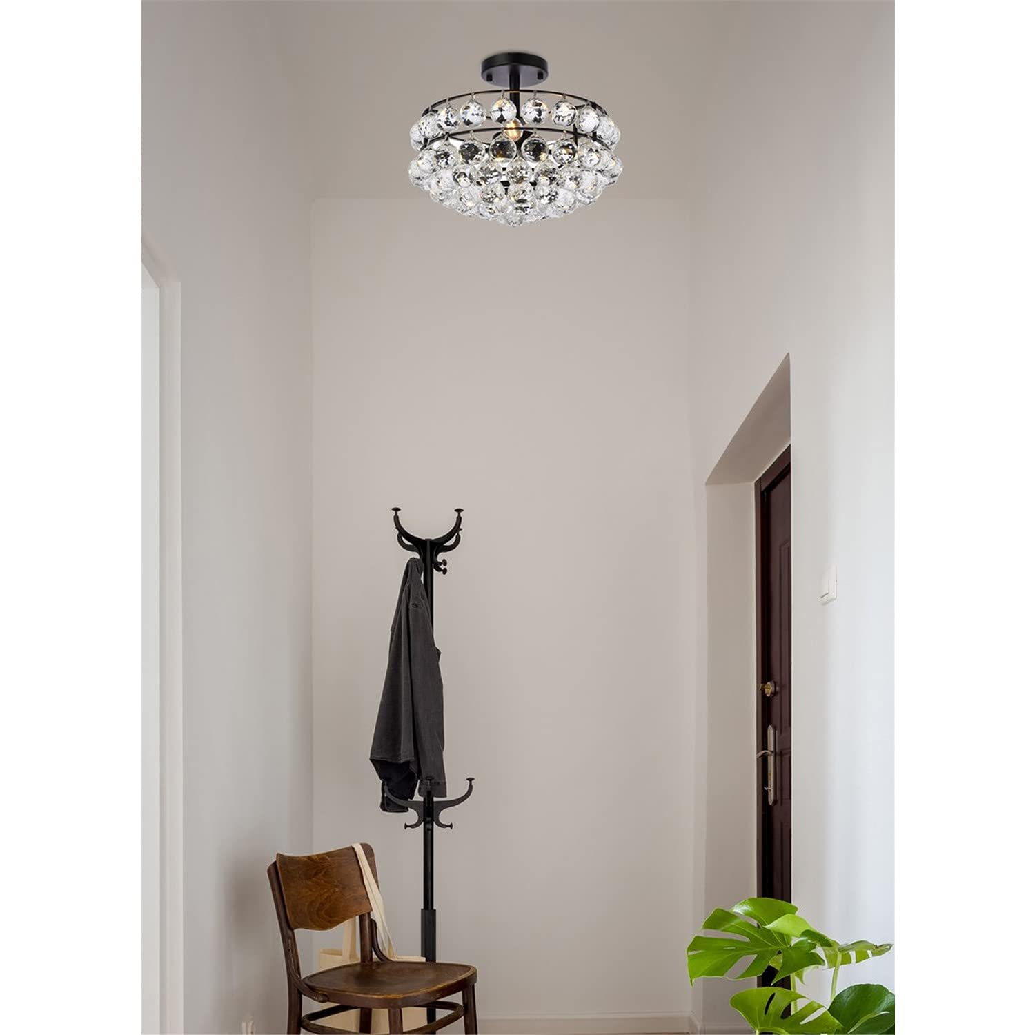 14 Inch Black Savannah Flush Mount Ceiling Light - Modern Indoor Lighting Fixture for Living Room, Bedroom & Kitchen Decor