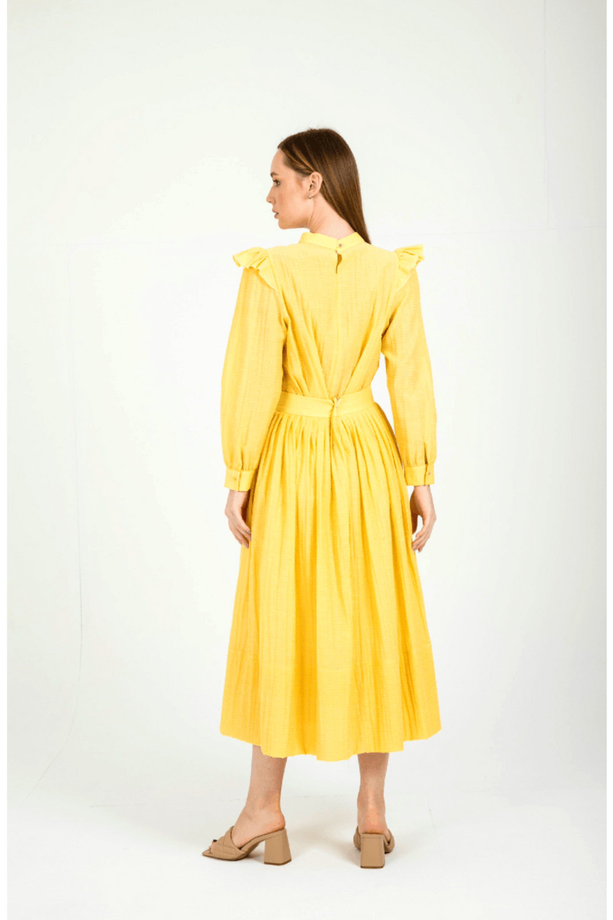 Ruya Yellow Ruffled Picnic Dress - Flowy Summer Sundress for Outdoor Gatherings, Beach Trips & Brunch Dates