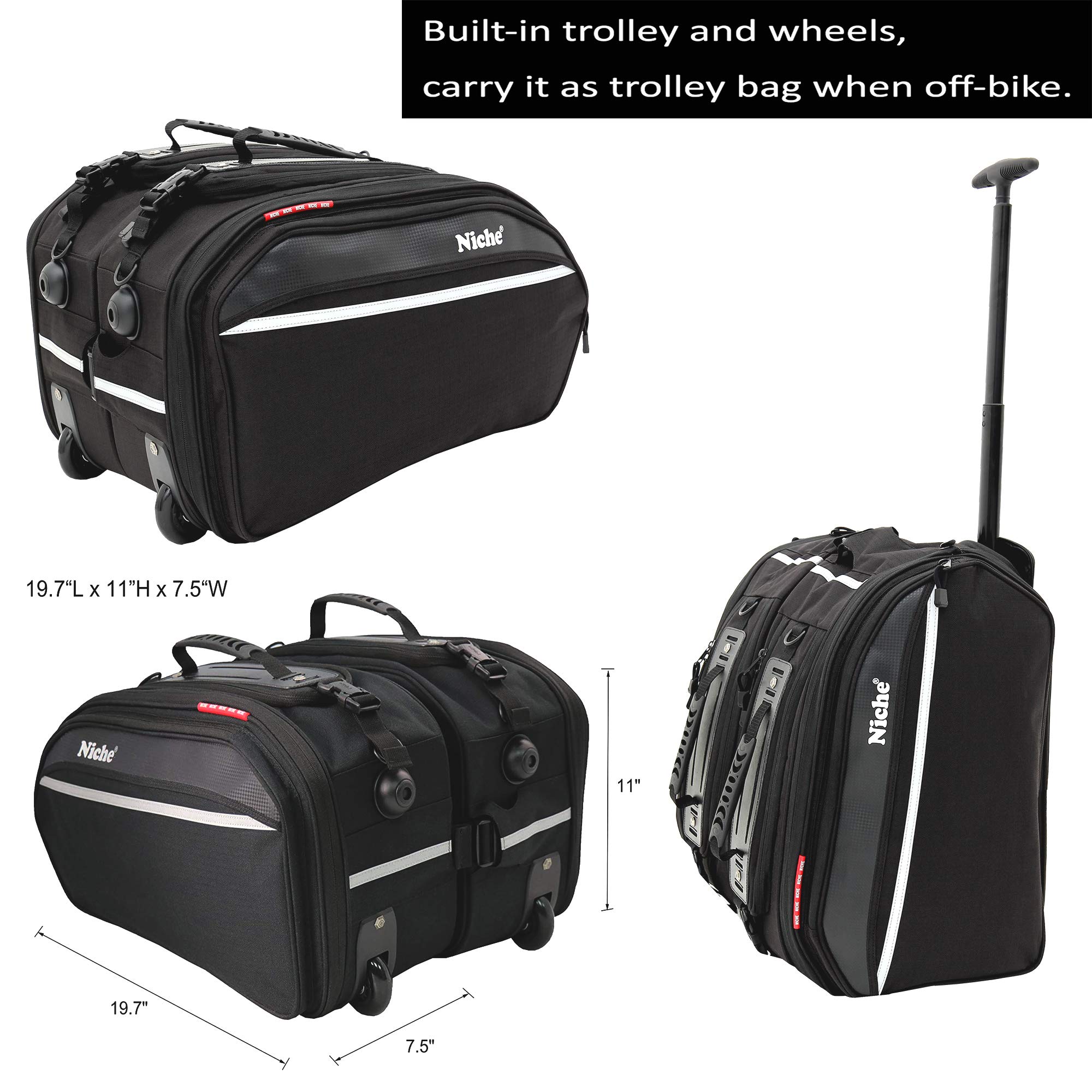 2-Piece Motorcycle Saddle Bags - Expandable 25% Waterproof Panniers for Street & Sports Bikes with Rain Cover (Large, NMO-2209) | Durable Travel Luggage for Commuting, Touring & Adventure Rides