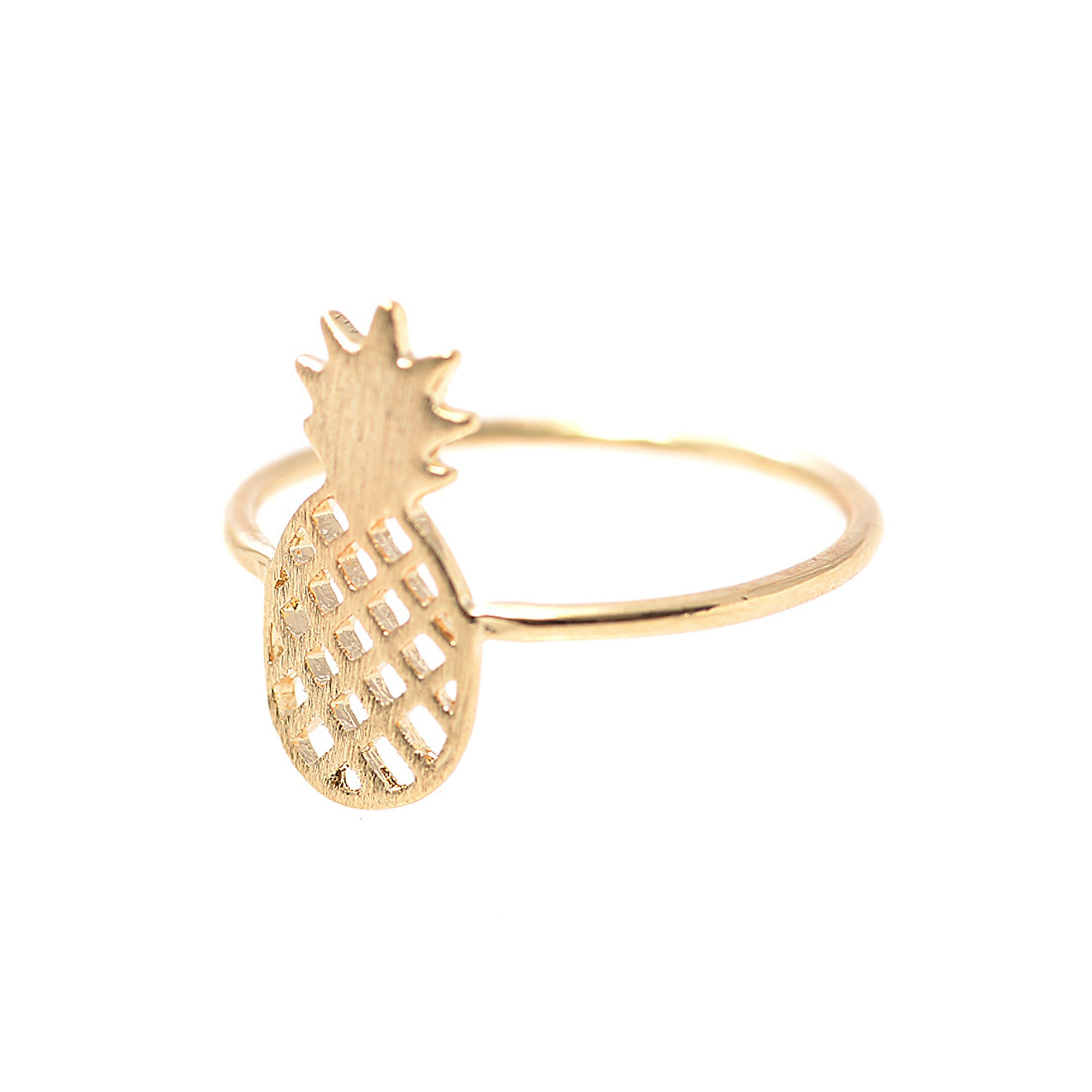 Handmade Brush Metal Pineapple Fruit Ring - Unique Bohemian Jewelry for Women - Perfect for Summer, Beach, and Festival Outfits