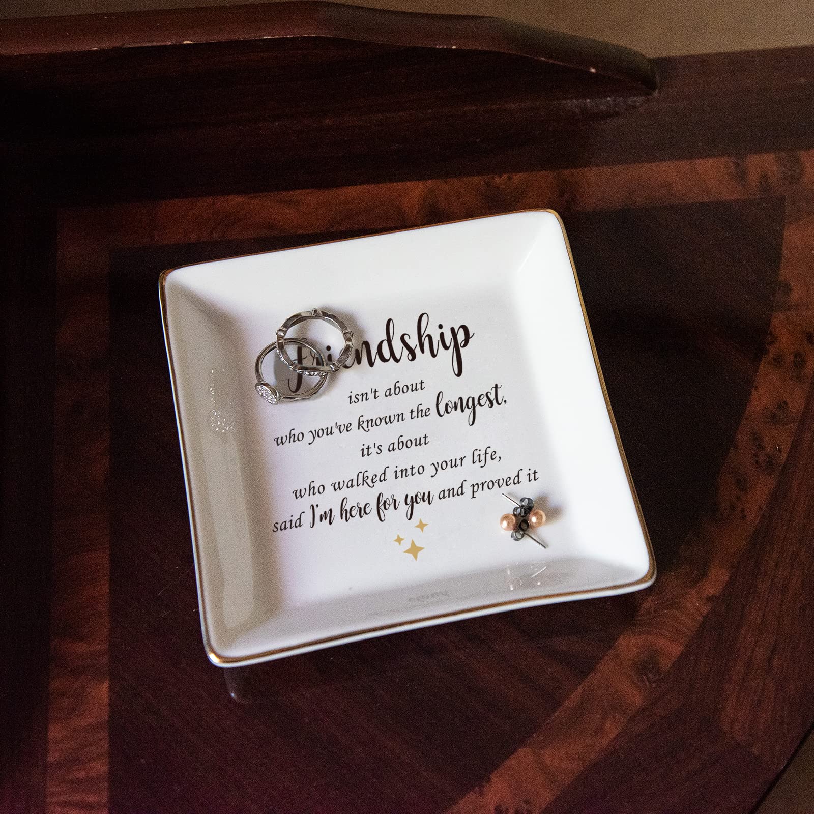 HOME SMILE Ceramic Ring Dish - Elegant Jewelry Tray for Rings, Earrings & Small Accessories - Perfect Gift for Women, Mom, Sister & Friends - Ideal for Bathroom, Bedroom & Vanity Organizer