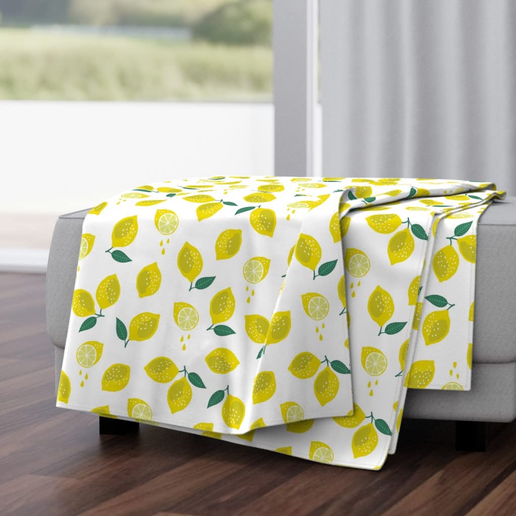 Luxe Velvet Throw Blanket 50x70 Inches - Soft Yellow Citrus Lemon Print Summer Blanket for Bed, Sofa & Outdoor Picnics | Kitchen Decor & Cozy Home Accessories
