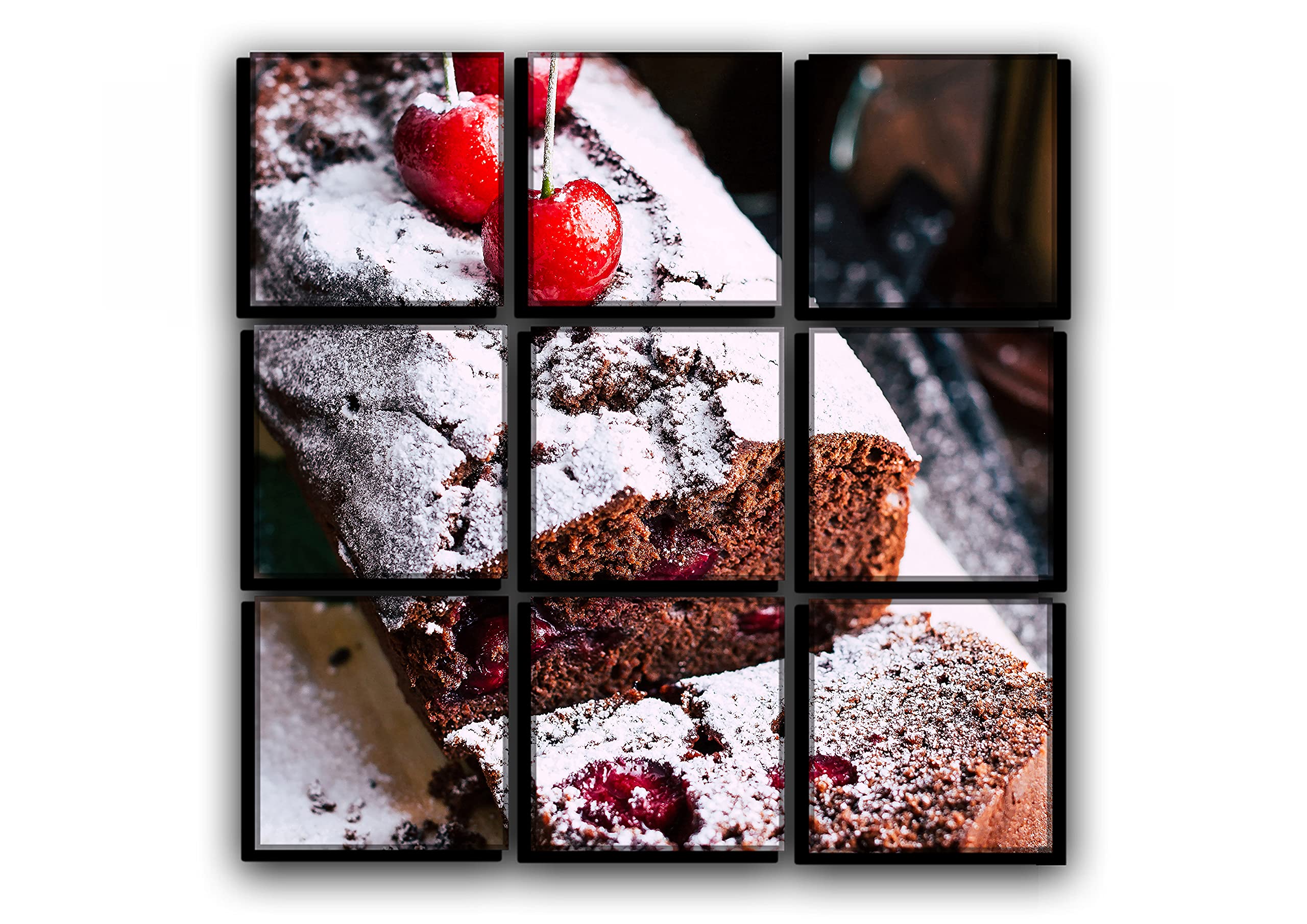 9-Piece Chocolate Cake Wall Art Decor - Food & Cooking Theme Canvas Painting Poster Set for Cafe, Restaurant, Kitchen - Perfect for Dining Room, Bakery, Dessert Shop Decor