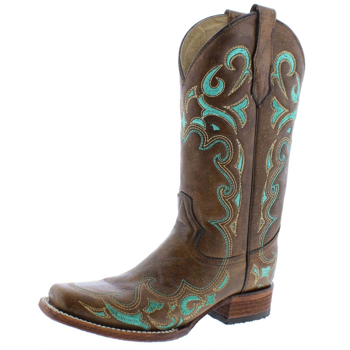Circle G Women's Chocolate Brown Cross Embroidered Cowgirl Boots - Snip Toe Western Boots L5039 | Perfect for Country Rodeo, Line Dancing & Western Fashion
