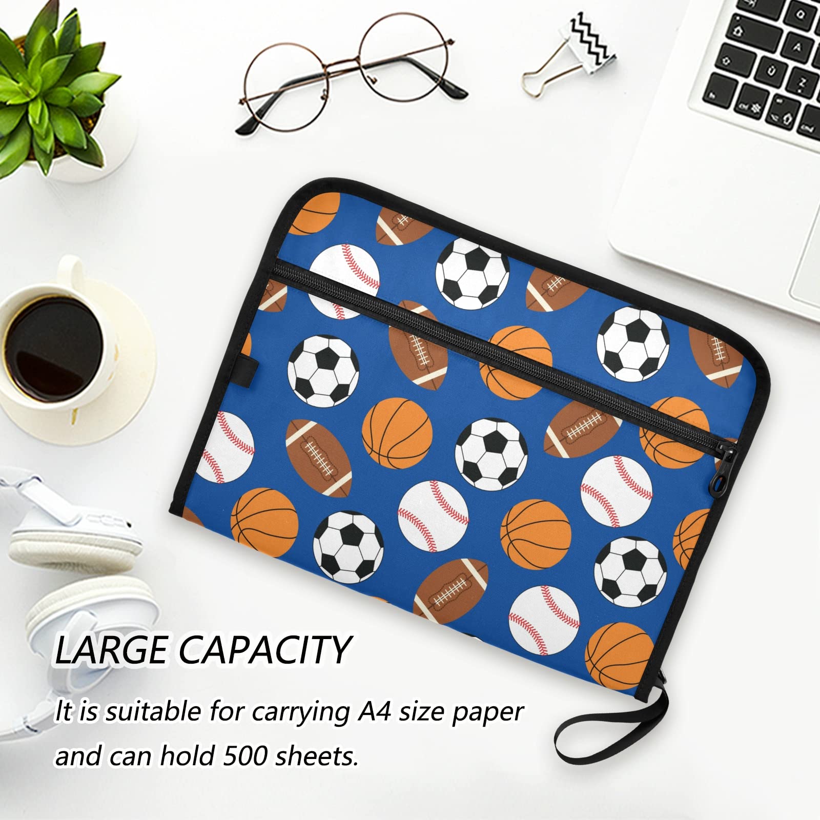 13 Pocket Expanding File Folder Organizer for Sports, Football, Baseball, Basketball - Plastic Document Holder with Labels for Students, Teachers - Perfect for School, Office, and Home Organization
