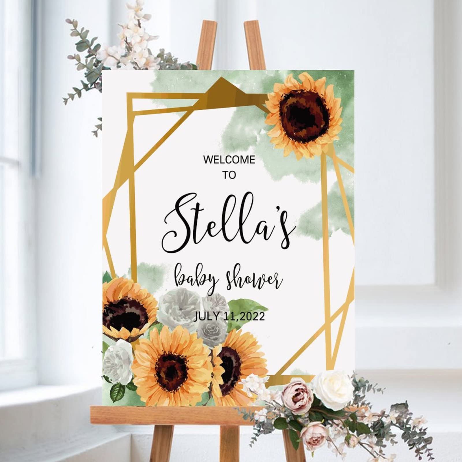 Custom Floral Baby Shower Welcome Sign - Personalized Pink Watercolor Girl Baby Shower Poster - Perfect for Baby Shower Party Decorations & Nursery Wall Art
