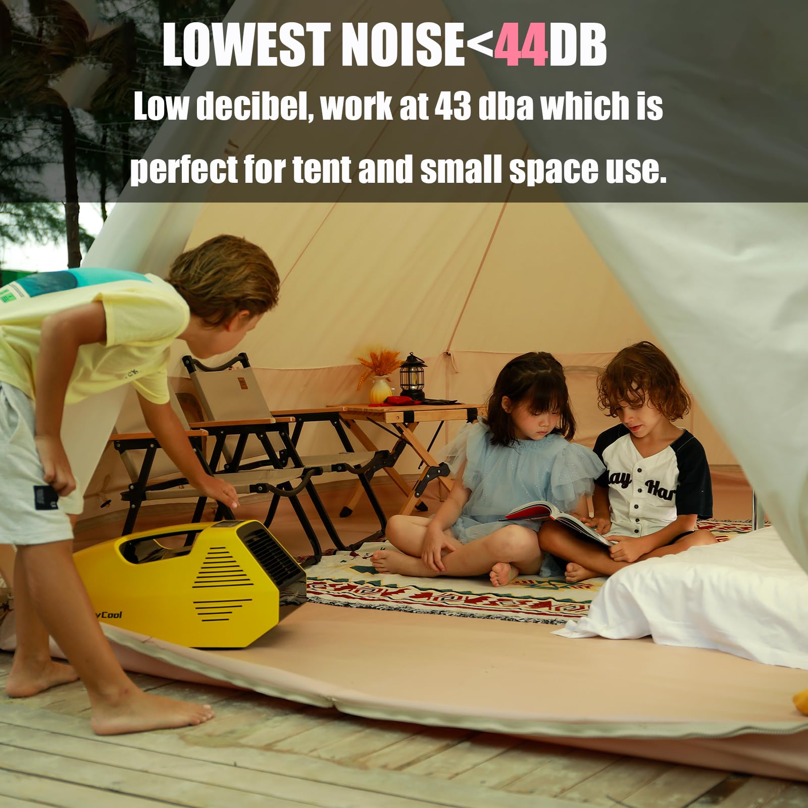 2380 BTU Portable Air Conditioner - Compact Personal Cooler with Fast Cooling, Fan & Sleep Modes - Perfect for RV, Van Life, Camping, Outdoor Adventures, Home Office & Small Spaces - Stay Cool in Hot Weather - Lightweight & Energy Efficient - Great for Bedrooms, Dorms, Garages & Summer Travel (Yellow)