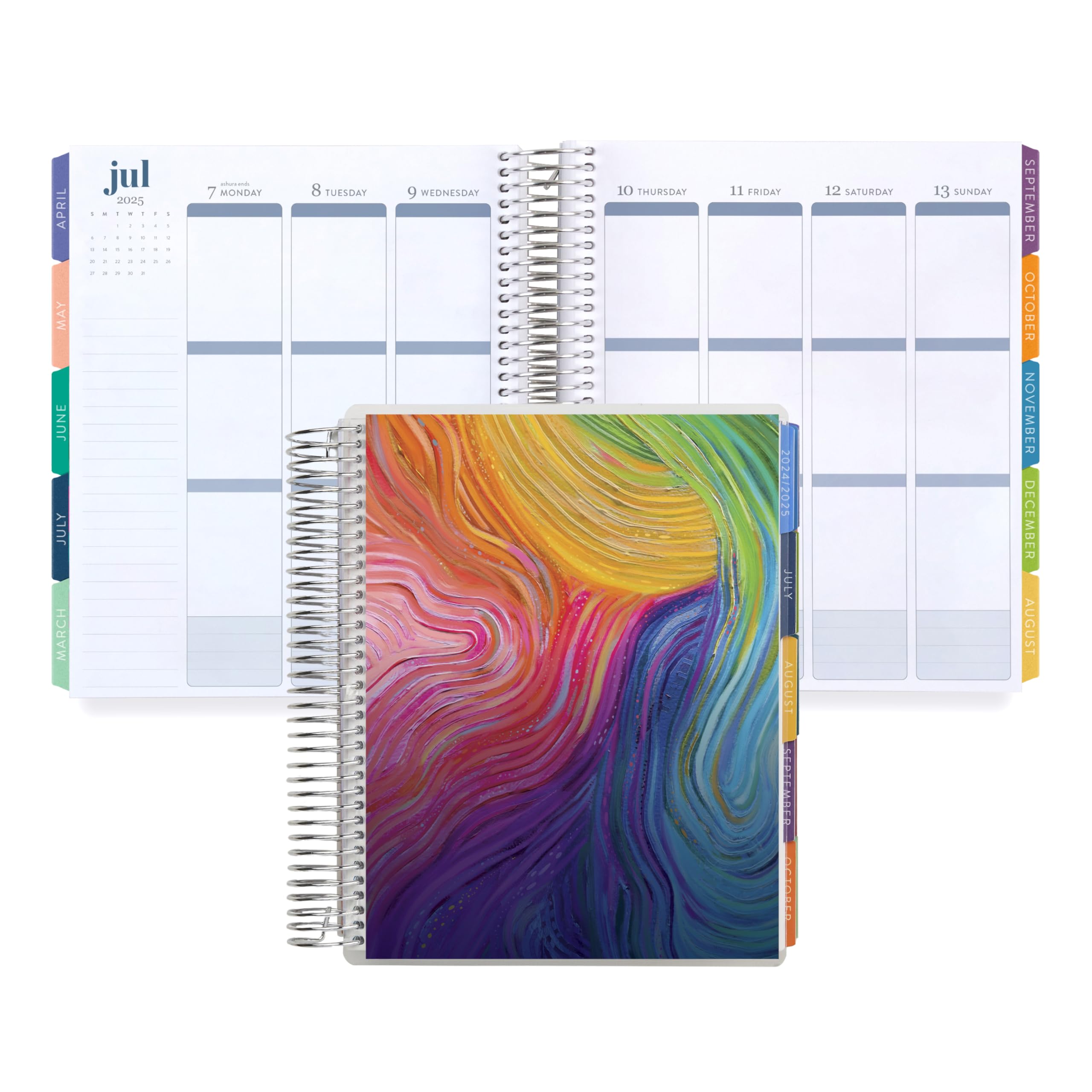 Erin Condren 2025 Spiral Life Planner - 12 Month Weekly & Monthly Organizer (Jan-Dec) | 7x9 Vertical Layout with Evolve Covers & Platinum Coil | Perfect for Work, School, College Students & Productivity Planning