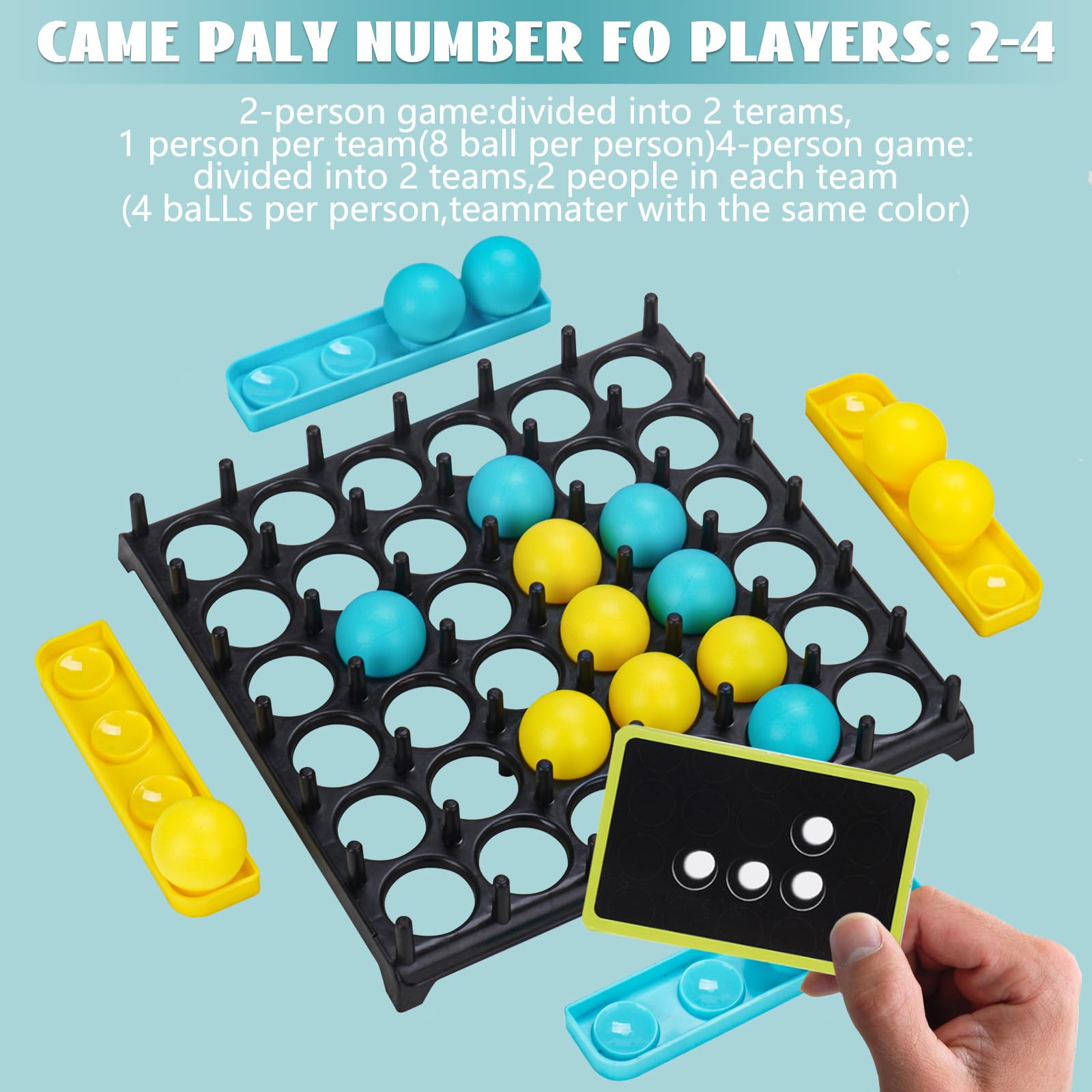LANBOUY Bounce Ball Battle Game - Fun Tabletop Party Game for Adults & Kids - Family Board Game with Jumping Balls - Exciting Indoor Party Activity for Game Nights, Family Gatherings & Office Fun