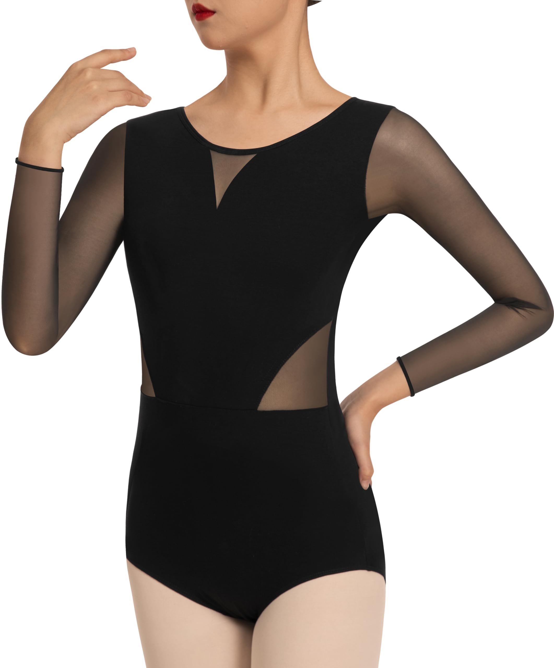 DANSHOW Women's Short Sleeve Ballet Leotard - Stretchable Dancewear for Adults - Perfect for Ballet, Jazz, Contemporary & Yoga Classes